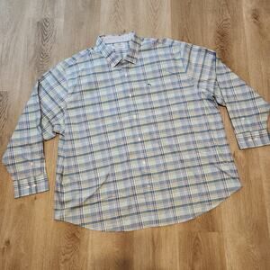 Tommy Bahama Sarasota Stretch Long Sleeve Shirt Mens 3XLB Button Up Blue Plaid